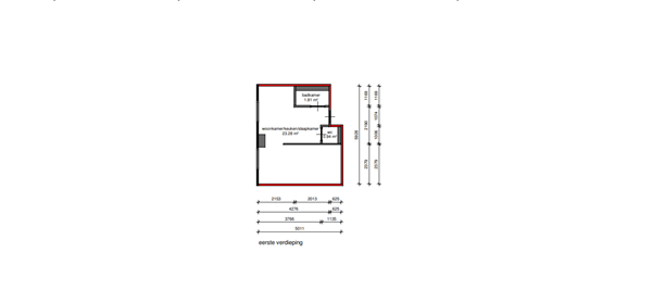Floorplan - Damsterdiep 22F, 9711 SL Groningen